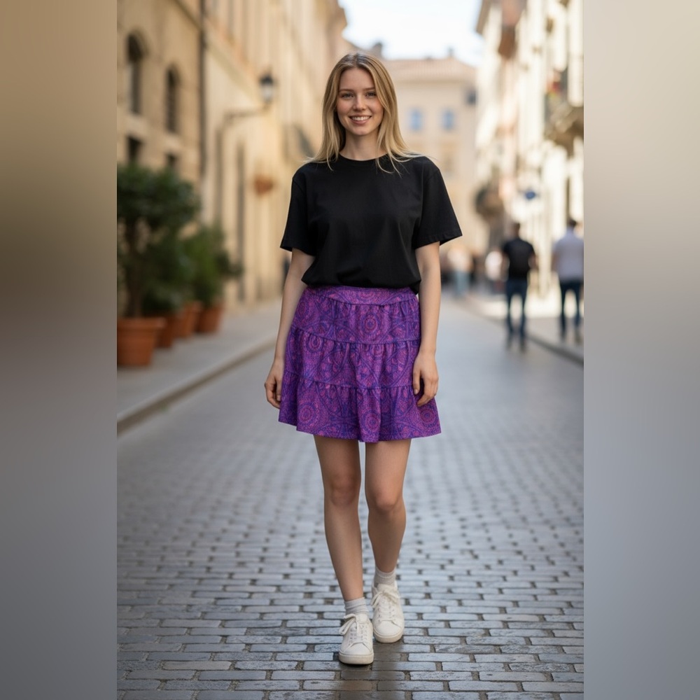 Prana - SMALL- Purple and Pink Mini Skirt Paisley Breathe